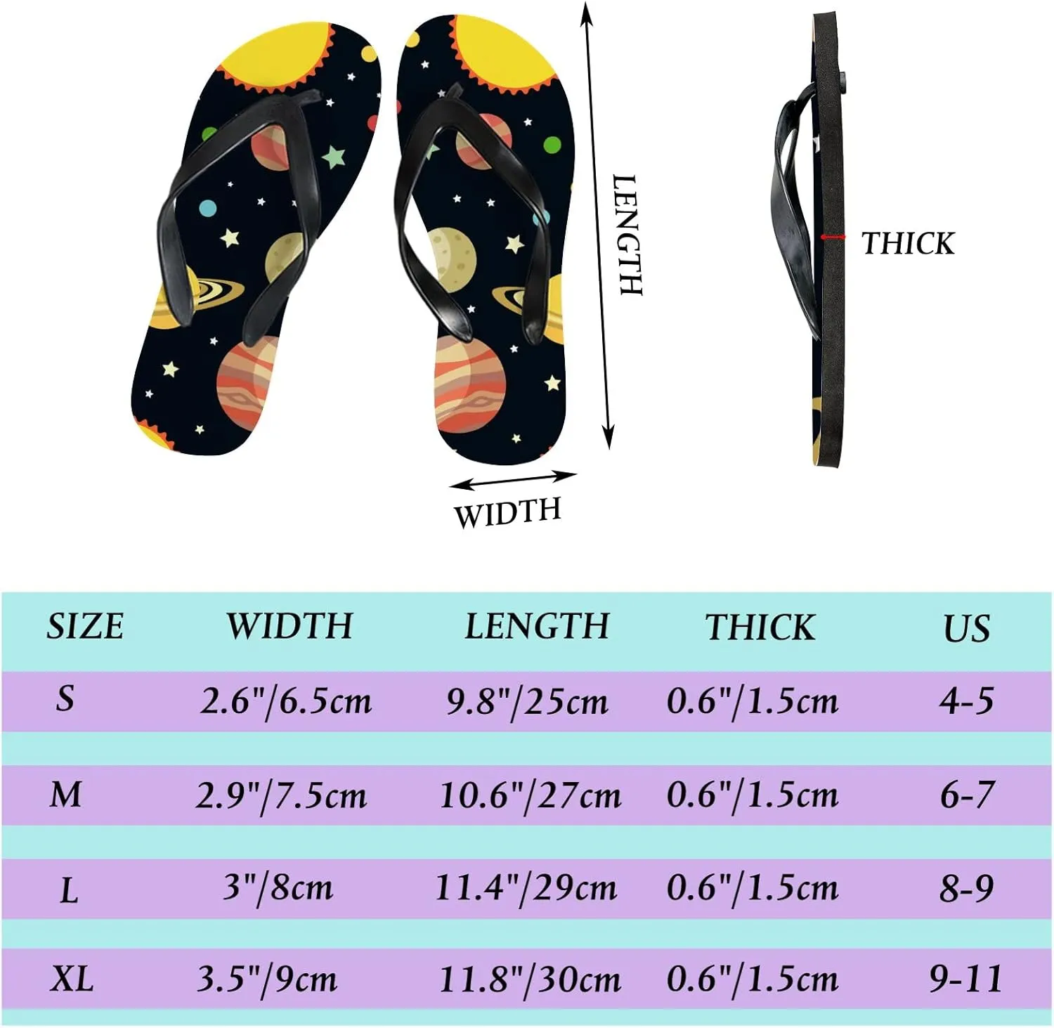 Flip Flops for Women Girls Space Comets and Constellations Summer Casual Thong Slippers Slide Flat Sandals for Beach
