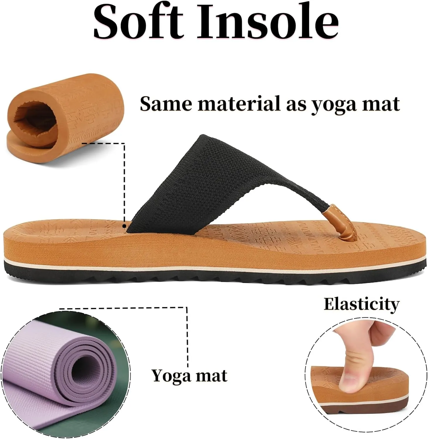 Flip Flops for Women Sandals for Woman with Arch Support Braided Beach Yoga Mat Comfortable Lightweight Outdoor Indoor