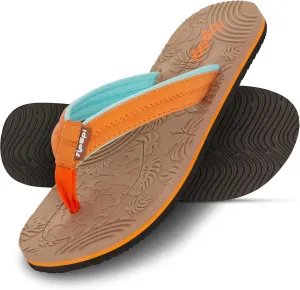 Floopi Flip Flops for Women Durable EVA Floral Textured Sandals Ladies Beach Sandals with Indoor & Outdoor Anti Skid Soles