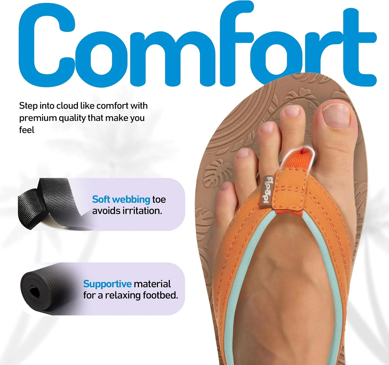 Floopi Flip Flops for Women Durable EVA Floral Textured Sandals Ladies Beach Sandals with Indoor & Outdoor Anti Skid Soles