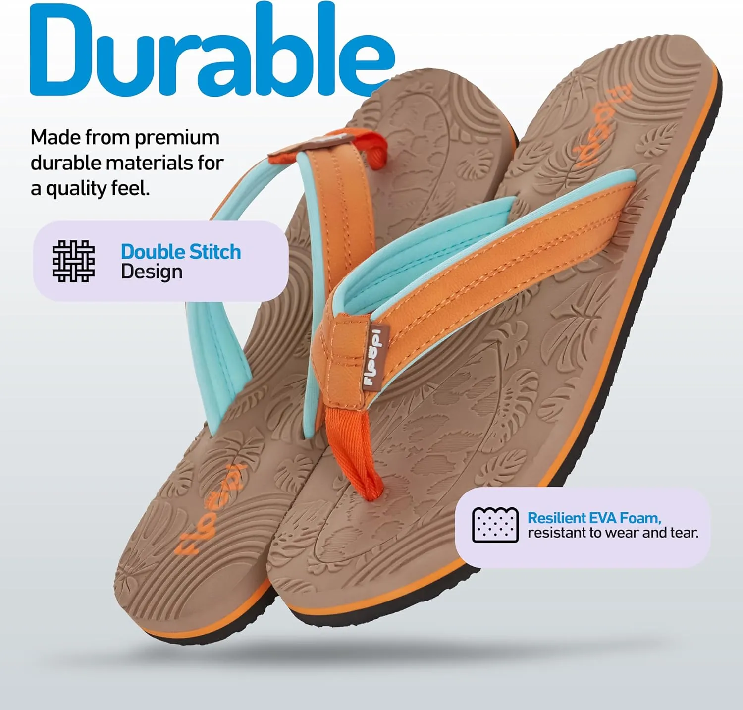 Floopi Flip Flops for Women Durable EVA Floral Textured Sandals Ladies Beach Sandals with Indoor & Outdoor Anti Skid Soles