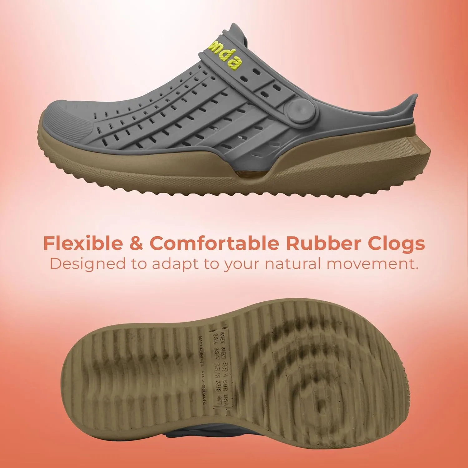 Flow Men Garden Clogs - Comfortable Recovery Shoes, Lightweight Waterproof Clogs, Sporty Style Slip-On, Breathable Quick-Dry Beach & Outdoor Water Sports Slippers