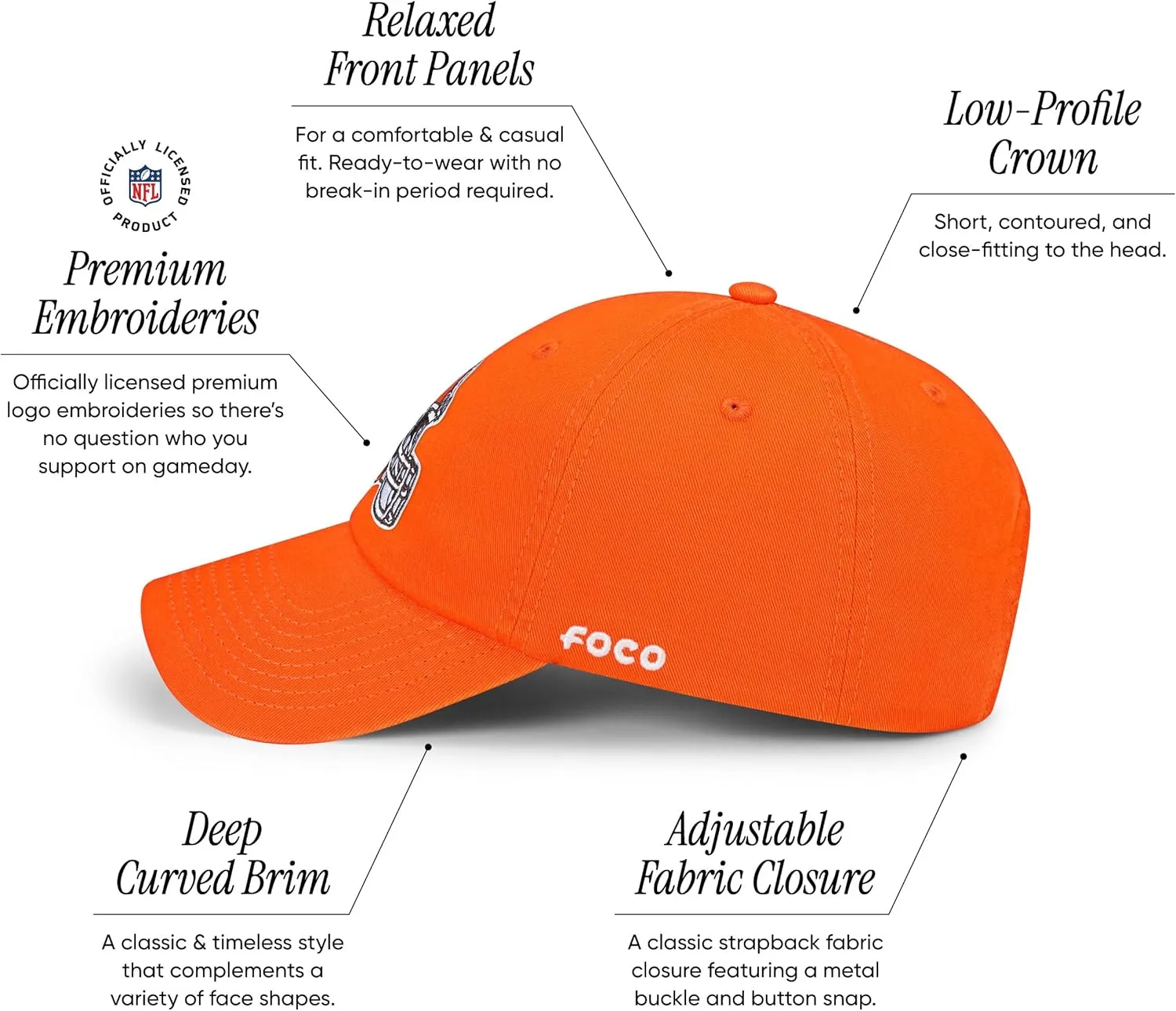 FOCO Men's NFL Team Logo Casual Hat Caps