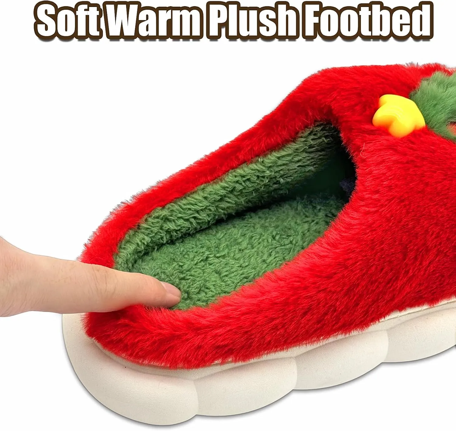 FOCUSIN Christmas Reindeer Slippers House Shoes for Women Fluffy Soft Cozy Bedroom Cartoon Plush Cute Slippers for Indoor Outdoor Use