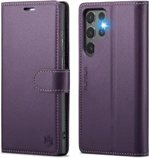 for Samsung Galaxy S24 Ultra Wallet Case with RFID Blocking Credit Card Holder, PU Leather Folio Flip Kickstand Protective Shockproof Cover Women Men for Samsung S24 Ultra Phone case (Purple)