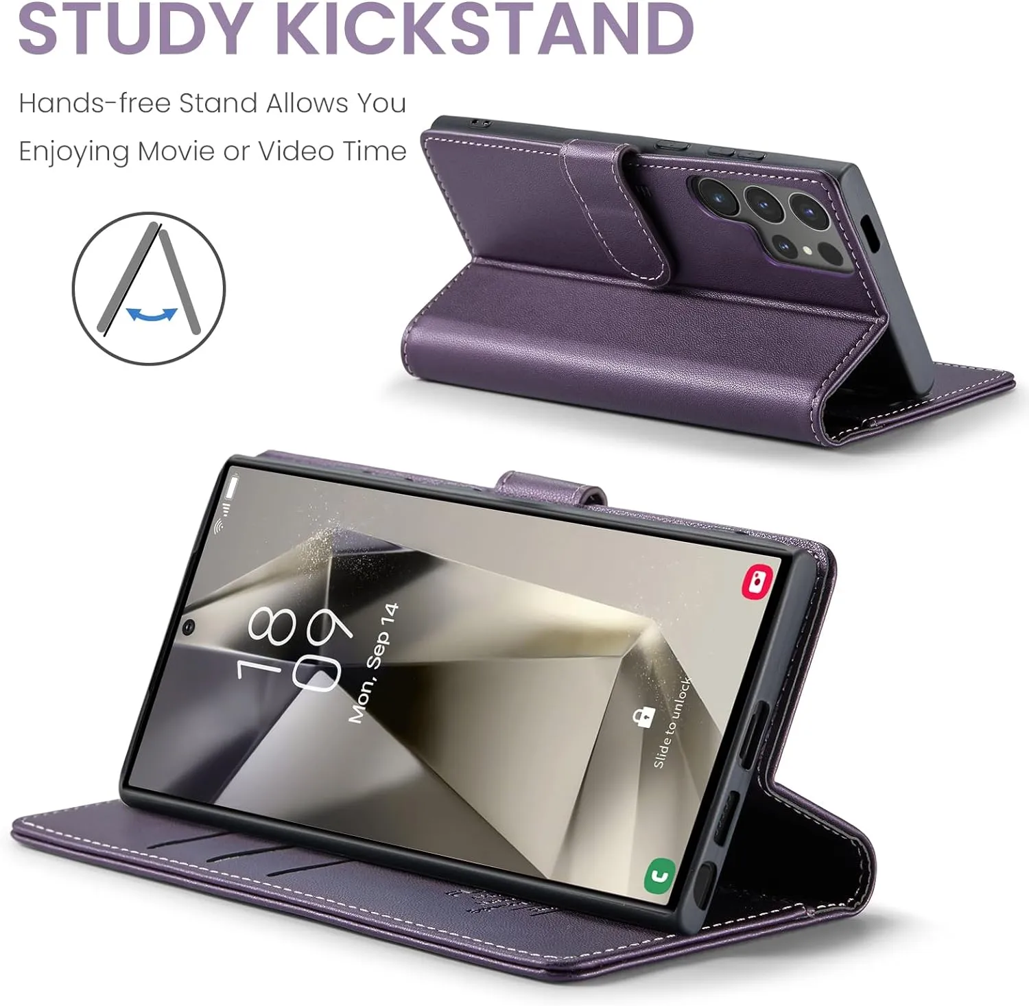 for Samsung Galaxy S24 Ultra Wallet Case with RFID Blocking Credit Card Holder, PU Leather Folio Flip Kickstand Protective Shockproof Cover Women Men for Samsung S24 Ultra Phone case (Purple)