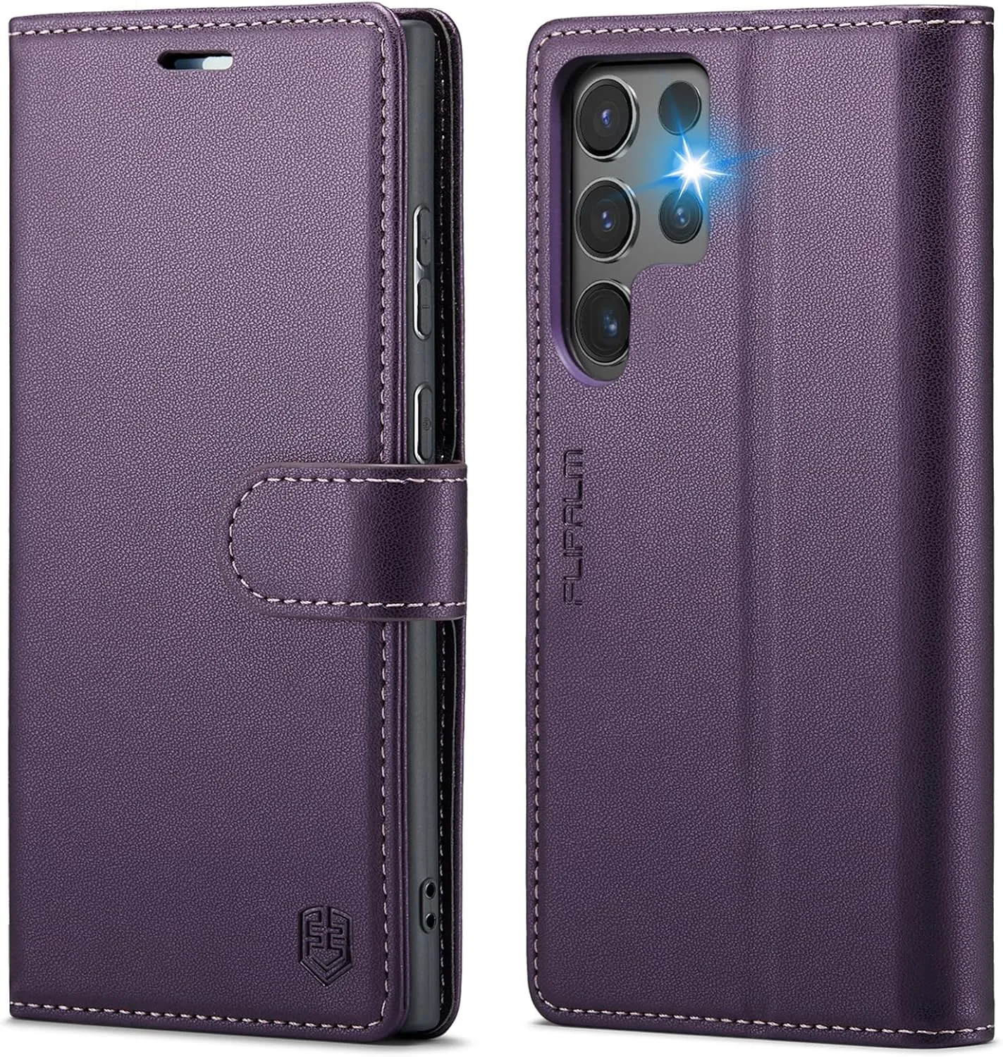 for Samsung Galaxy S24 Ultra Wallet Case with RFID Blocking Credit Card Holder, PU Leather Folio Flip Kickstand Protective Shockproof Cover Women Men for Samsung S24 Ultra Phone case (Purple)