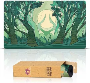 Forest Mana Scenery, Stained Glass (Stitched) - MTG Playmat - Compatible with Magic The Gathering Playmat - Play MTG, YuGiOh, TCG - Original Play Mat Art Designs & Accessories