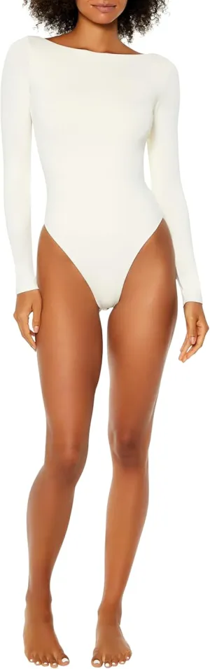 Forever 21 Women's Contour Sculpt Long-Sleeve Bodysuit White