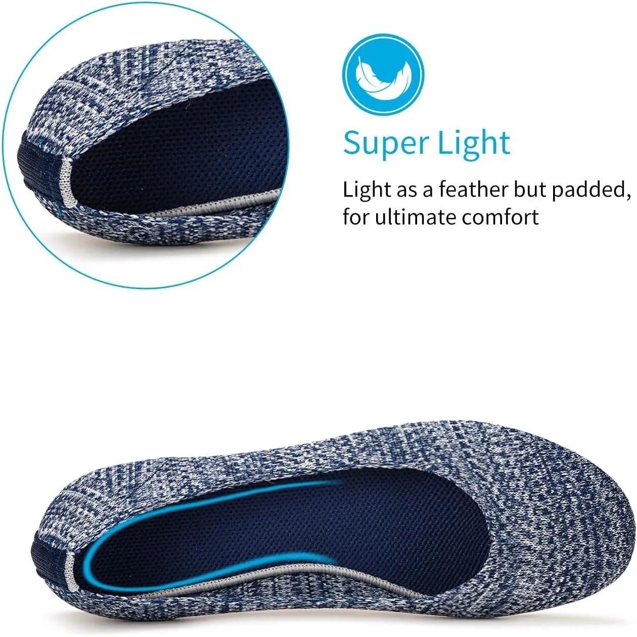 Frank Mully Women’s Ballet Flat Shoes Knit Dress Shoes Round Toe Slip On Ballerina Walking Flats Shoes for Woman Low Wedge Comfort Soft