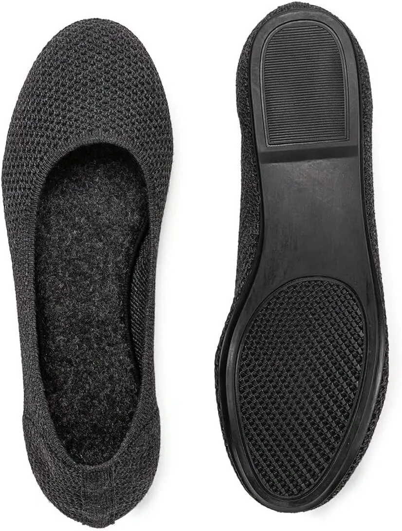 Frank Mully Women’s Ballet Flat Shoes Knit Dress Shoes Round Toe Slip On Ballerina Walking Flats Shoes for Woman Low Wedge Comfort Soft