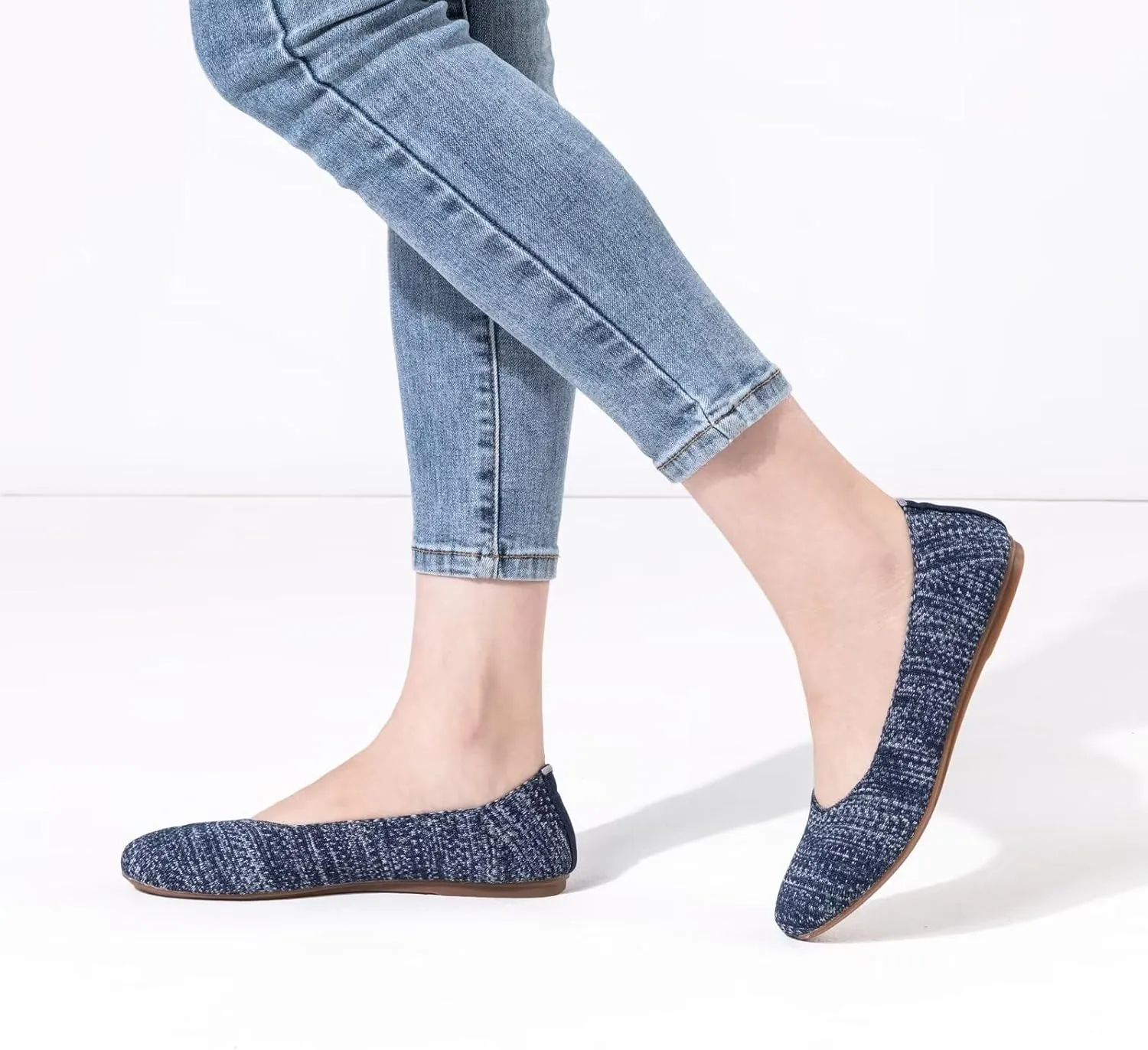 Frank Mully Women’s Ballet Flat Shoes Knit Dress Shoes Round Toe Slip On Ballerina Walking Flats Shoes for Woman Low Wedge Comfort Soft