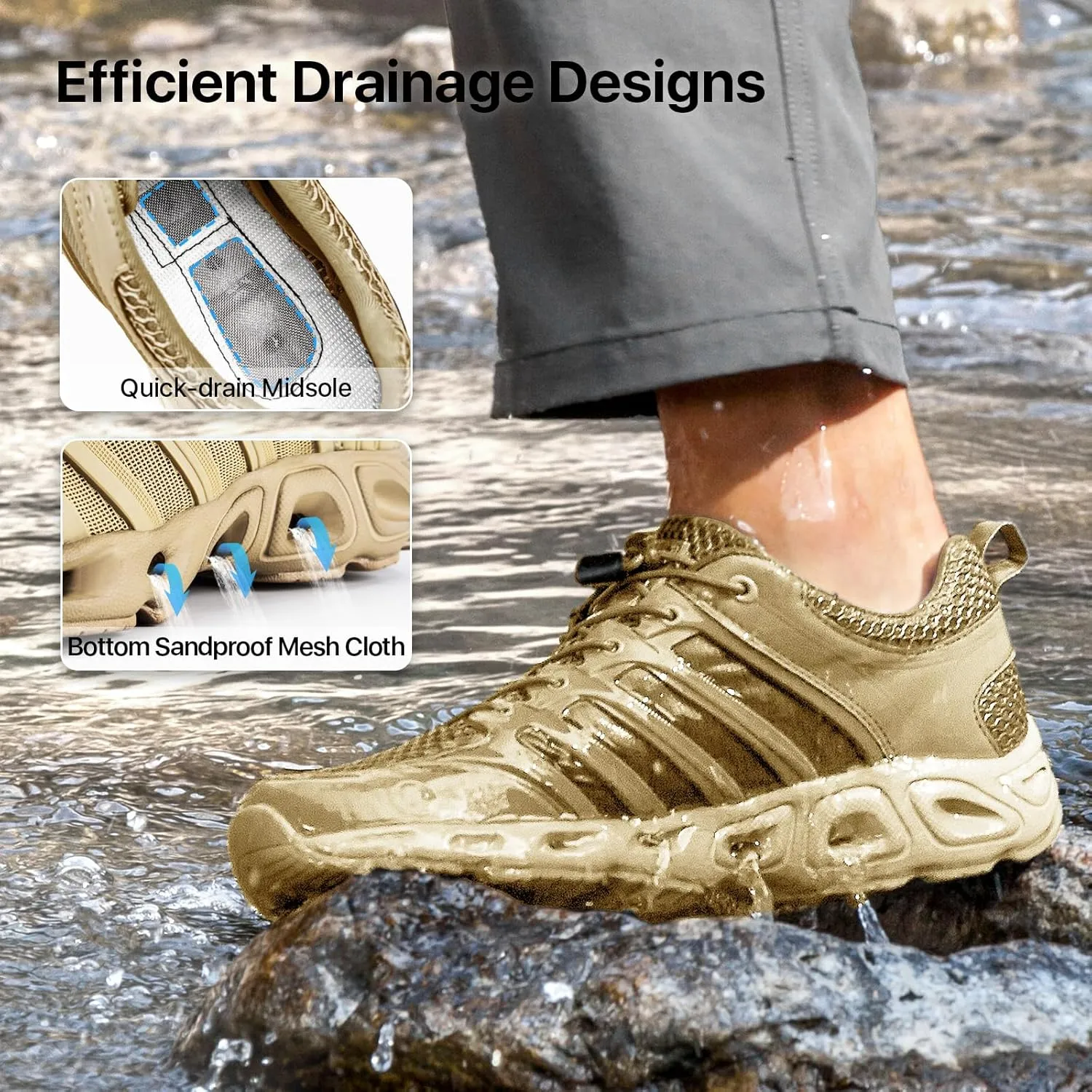 FREE SOLDIER Men’s Hiking Shoes Summer Quick Dry Work Shoes for Water Trekking Tactical Boots Ventilated Ultra Light