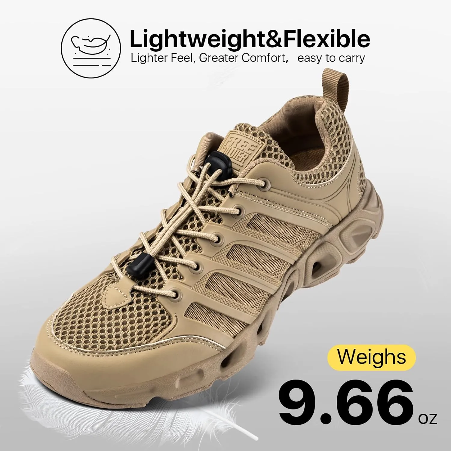 FREE SOLDIER Men’s Hiking Shoes Summer Quick Dry Work Shoes for Water Trekking Tactical Boots Ventilated Ultra Light