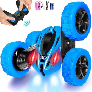 FREE TO FLY Remote Control Car Boys Toys: 360 Flip Rc Cars 2.4Ghz Double-Sided Rotating Stunt Car 6 7 8 9 10 11 12 Year Old Kids Girls Gifts Outdoor Indoor Blue