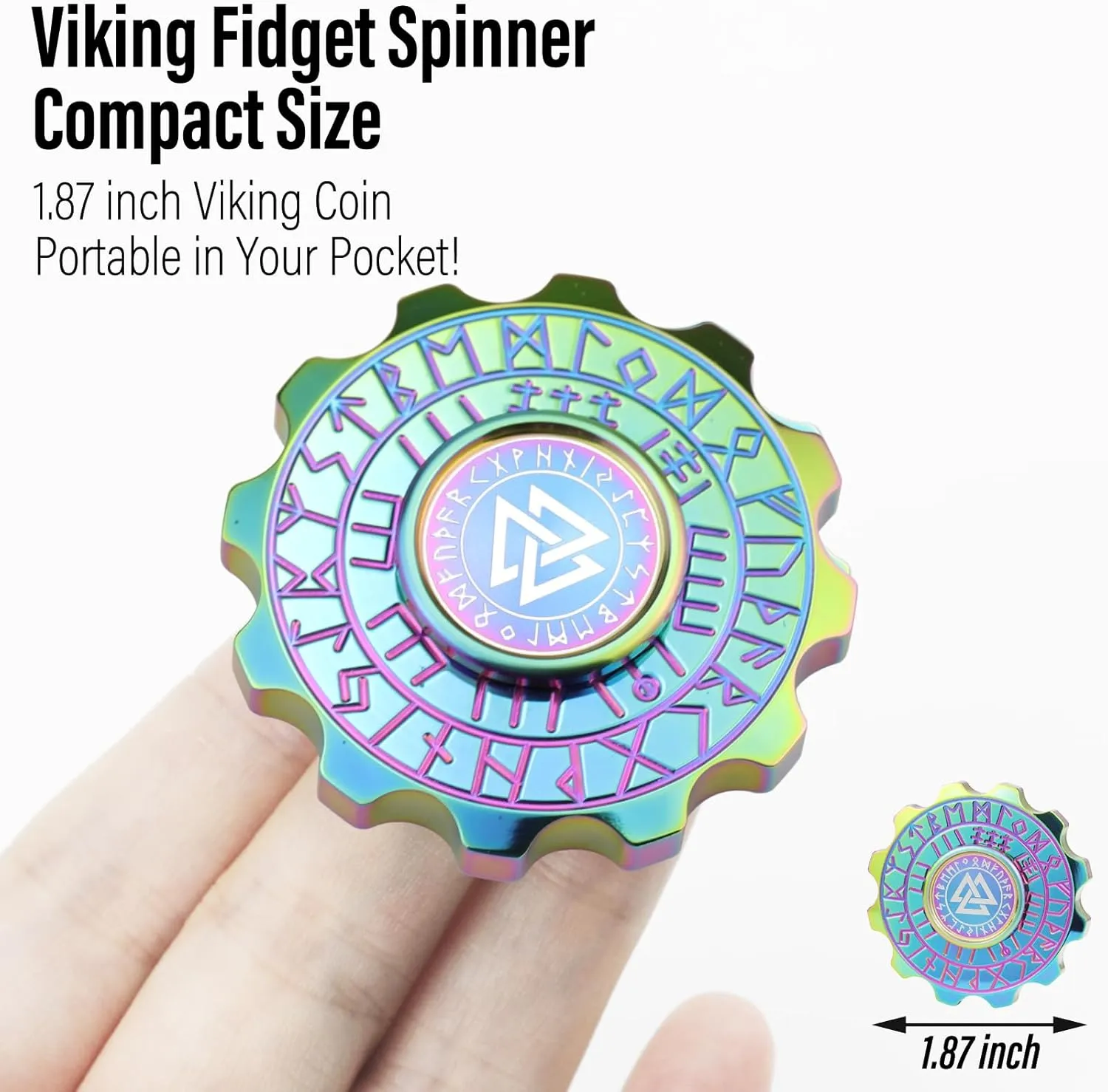 FREELOVE Viking Pirate Fidget Spinners for Adults, Heavy Metal Figette Spin, Premium Bearing, Silent Long Spinning, Small Gossip Desgin, Stainless Steel Rainbow