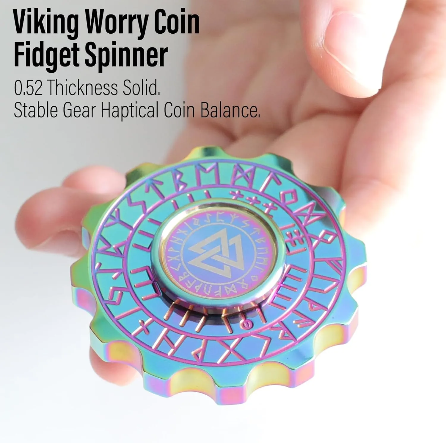 FREELOVE Viking Pirate Fidget Spinners for Adults, Heavy Metal Figette Spin, Premium Bearing, Silent Long Spinning, Small Gossip Desgin, Stainless Steel Rainbow