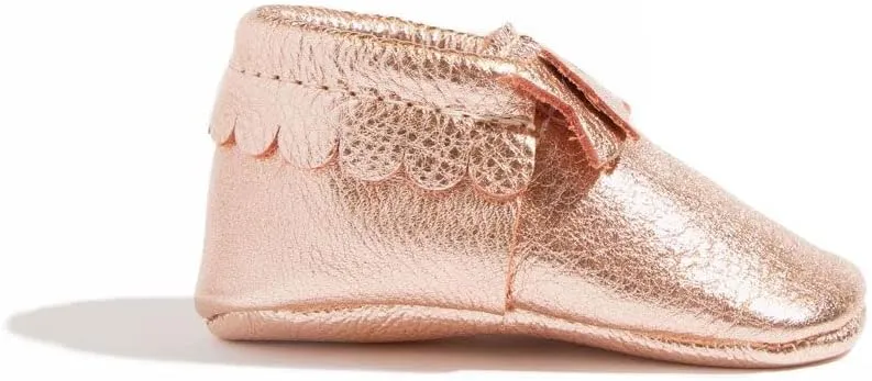 Freshly Picked Newborn Baby Girl Shoes, Ballet Flat Bow Moccasins, Blush