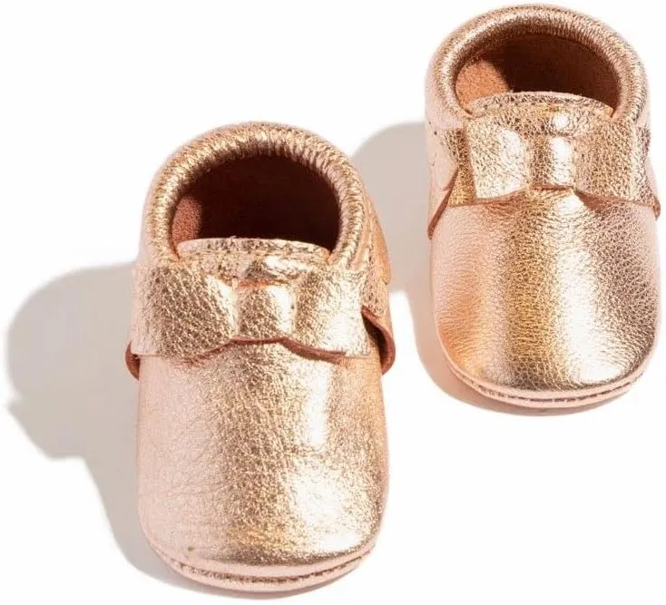 Freshly Picked Newborn Baby Girl Shoes, Ballet Flat Bow Moccasins, Blush