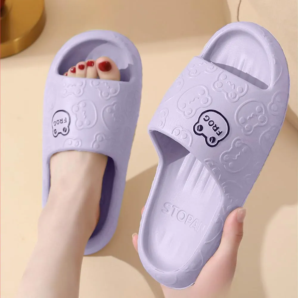 Frog Slippers Cartoon Slippers Summer Female Non-slip Bathroom Couple Home Cute EVA Flip-flops Slippers Outside Wear Men