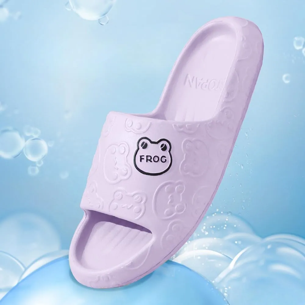 Frog Slippers Cartoon Slippers Summer Female Non-slip Bathroom Couple Home Cute EVA Flip-flops Slippers Outside Wear Men