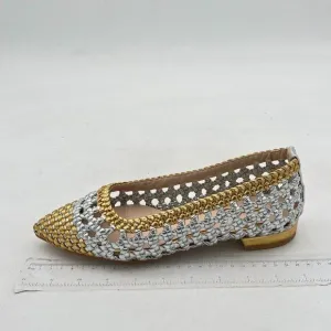 FSJ Gold Stylish Comfort Slip On Ballet Flat Walking Casual Dress Office Shoes