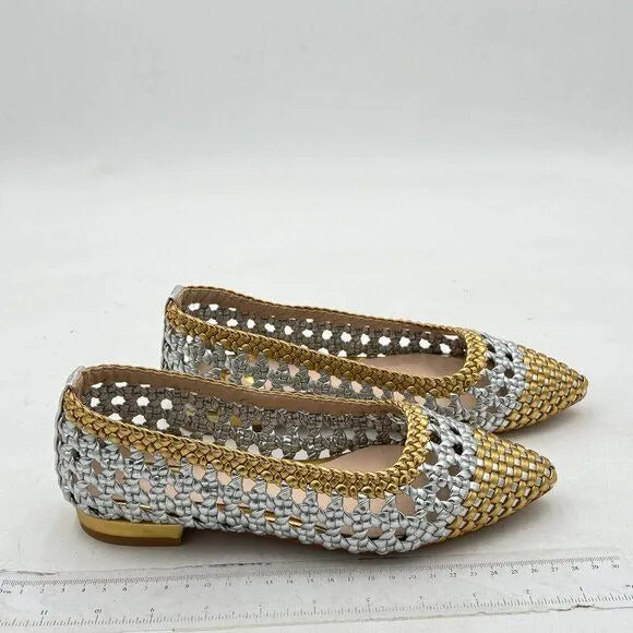 FSJ Gold Stylish Comfort Slip On Ballet Flat Walking Casual Dress Office Shoes