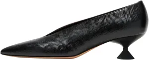 FSJ Women Fashion Pointed Toe V Cut Low Kitten Heel Slip On Pumps Soft Leather Ladies Daily Comfort Basic Dress Shoes Size 4-15 US
