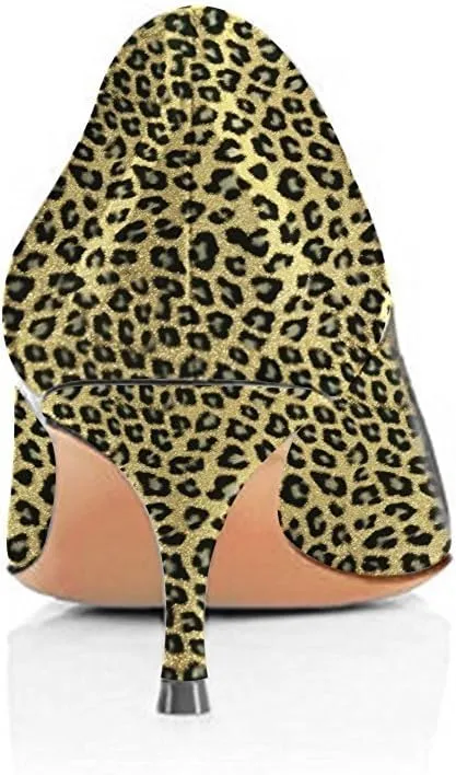 FSJ Women Sexy Pumps Leopard Snake Prints Shoes Kitten Low Heels Pointed Toe Size 4-15 M US