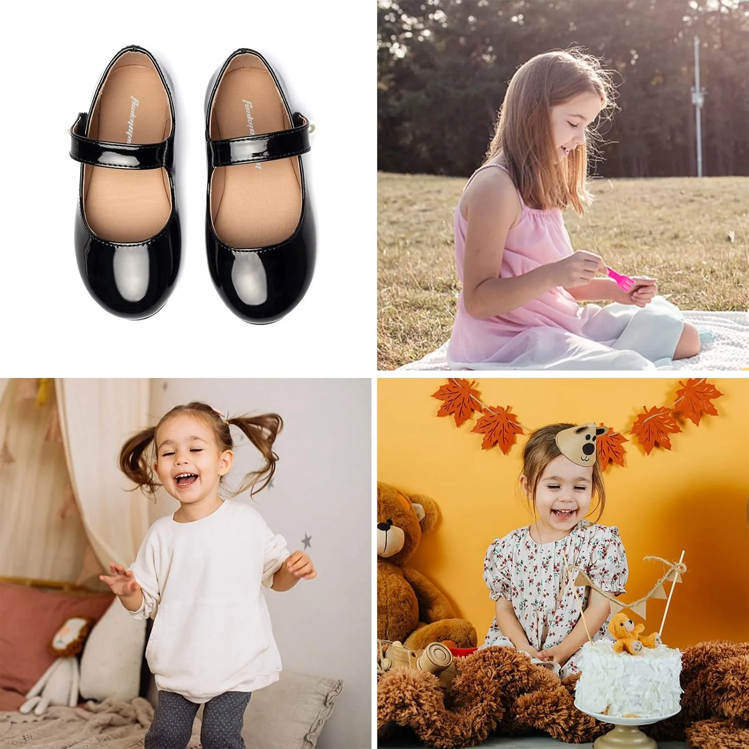 FUNKYMONKEY Toddler/Little Girl Mary Jane Dress Shoes Casual Slip on Ballet Flat