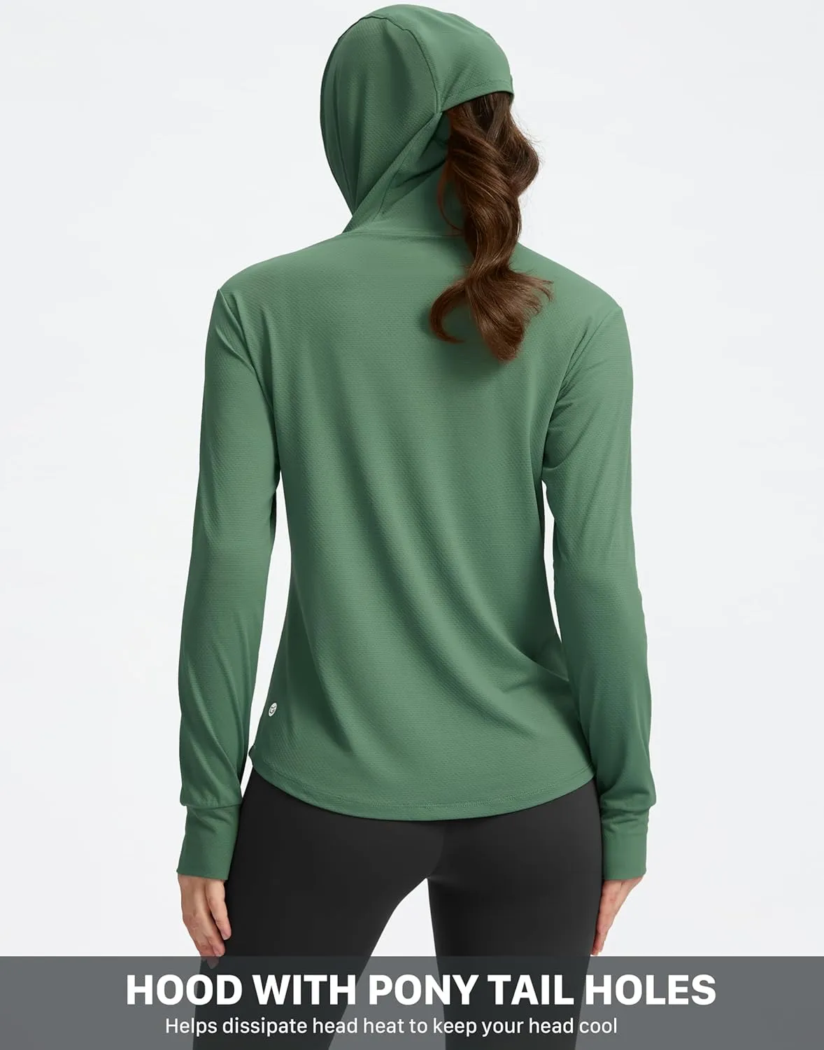 G Gradual Women's UPF 50  Sun Protection Hoodie Jacket with Ponytail Hole and 4 Pockets Lightweight Long Sleeve for Hiking