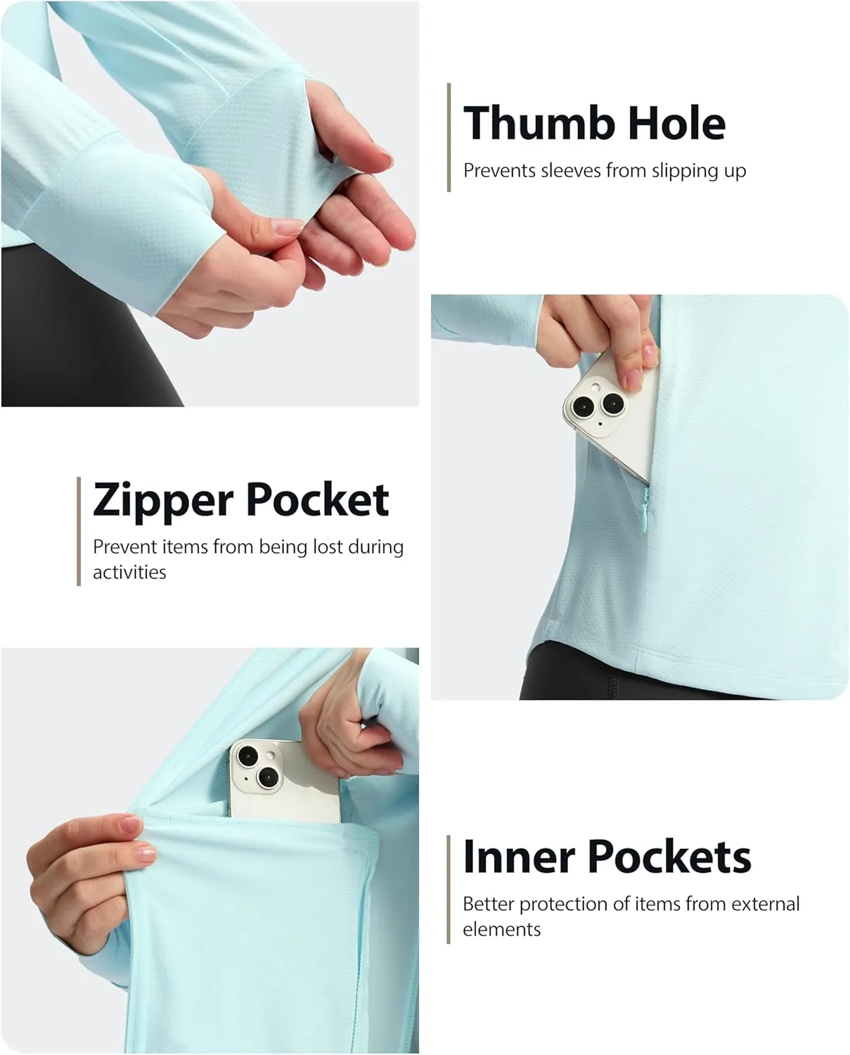 G Gradual Women's UPF 50  Sun Protection Hoodie Jacket with Ponytail Hole and 4 Pockets Lightweight Long Sleeve for Hiking