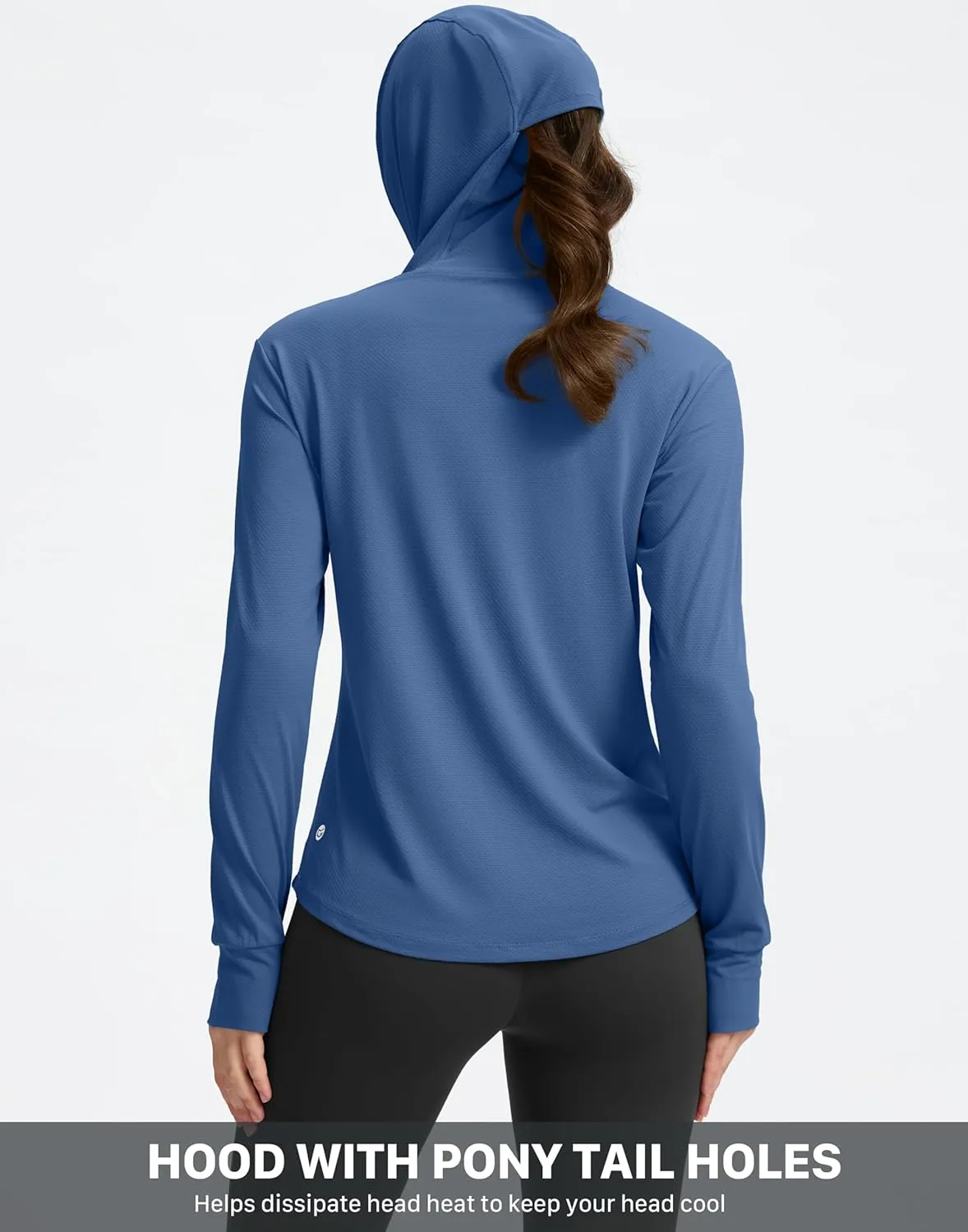 G Gradual Women's UPF 50  Sun Protection Hoodie Jacket with Ponytail Hole and 4 Pockets Lightweight Long Sleeve for Hiking