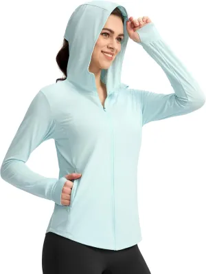 G Gradual Women's UPF 50  Sun Protection Hoodie Jacket with Ponytail Hole and 4 Pockets Lightweight Long Sleeve for Hiking