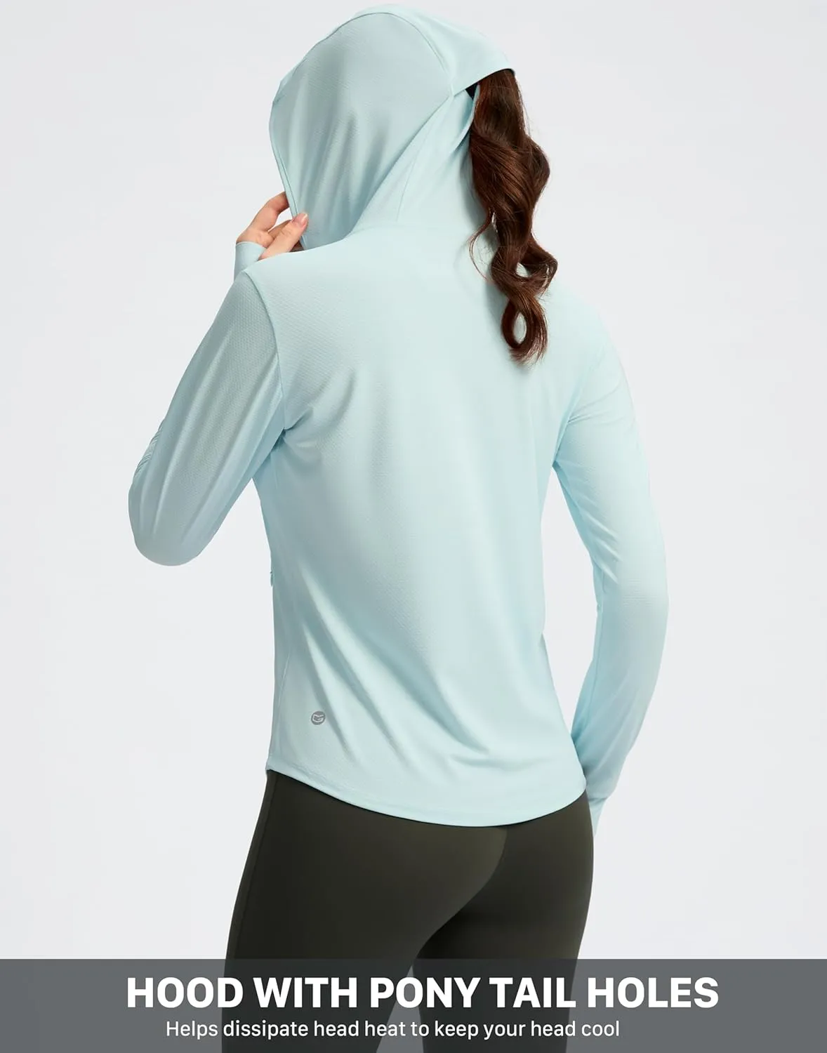 G Gradual Women's UPF 50  Sun Protection Hoodie Jacket with Ponytail Hole and 4 Pockets Lightweight Long Sleeve for Hiking