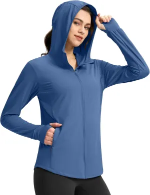 G Gradual Women's UPF 50  Sun Protection Hoodie Jacket with Ponytail Hole and 4 Pockets Lightweight Long Sleeve for Hiking