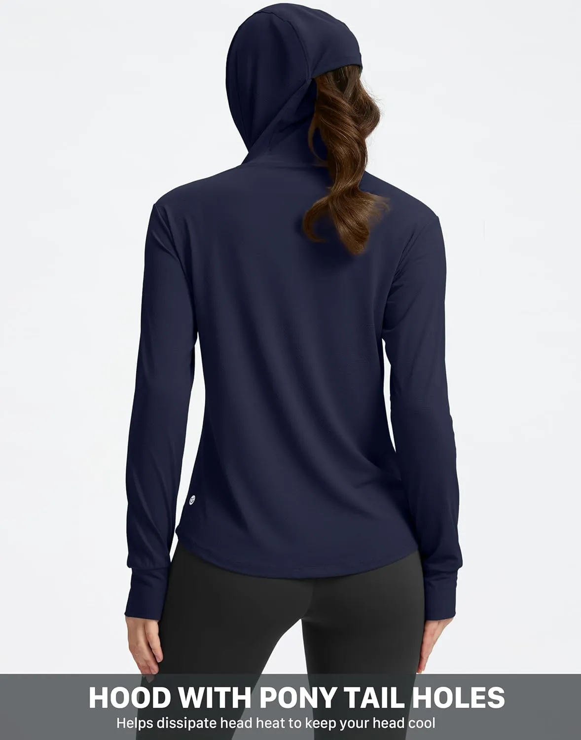 G Gradual Women's UPF 50  Sun Protection Hoodie Jacket with Ponytail Hole and 4 Pockets Lightweight Long Sleeve for Hiking