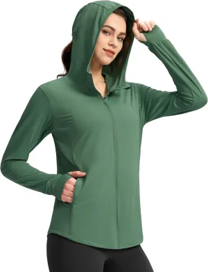 G Gradual Women's UPF 50  Sun Protection Hoodie Jacket with Ponytail Hole and 4 Pockets Lightweight Long Sleeve for Hiking