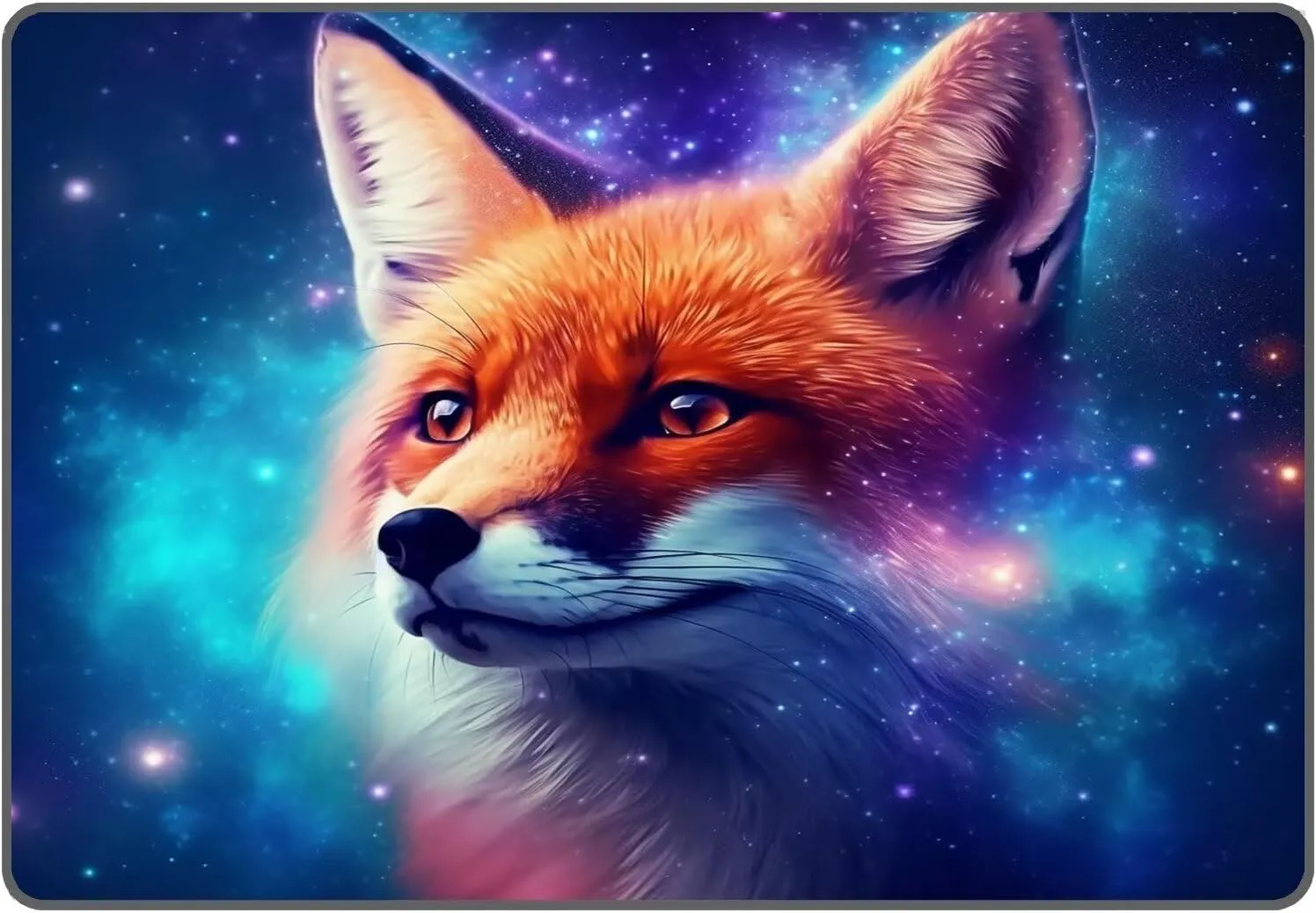 Galaxy Fox Rug 3D Cute Foxes Area Rugs for Bedroom Living Room Playroom Boys Kids Cartoon Colorful Carpet Glitter Stars Throw Rugs Floor Mat 47 in X 31 in