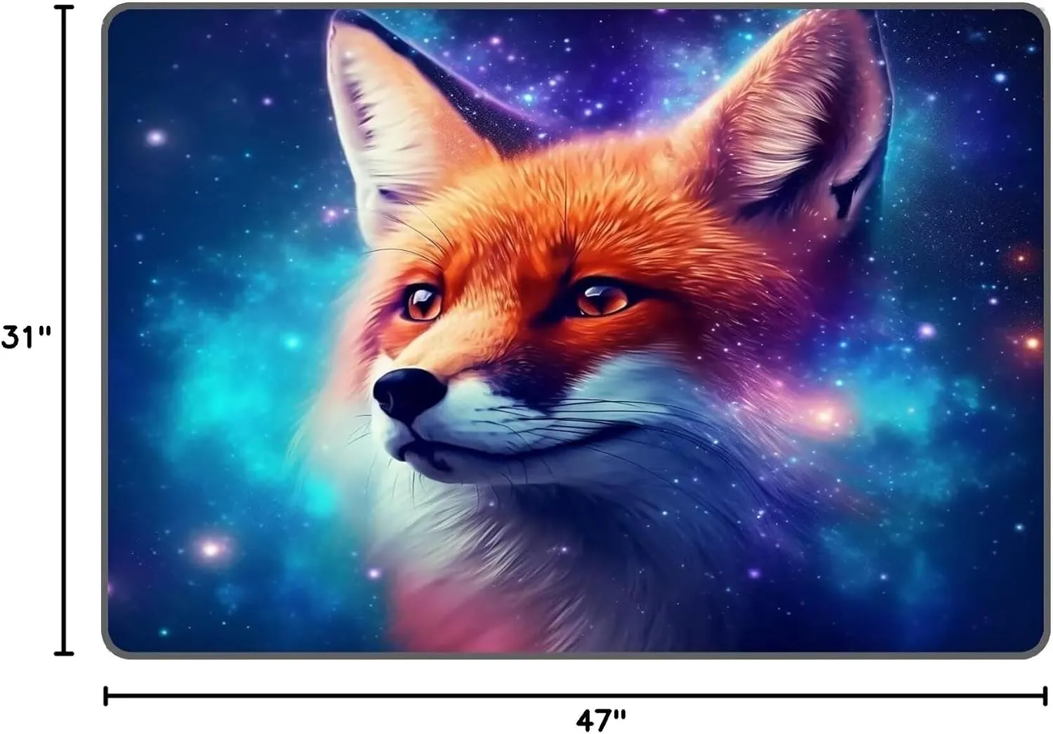 Galaxy Fox Rug 3D Cute Foxes Area Rugs for Bedroom Living Room Playroom Boys Kids Cartoon Colorful Carpet Glitter Stars Throw Rugs Floor Mat 47 in X 31 in