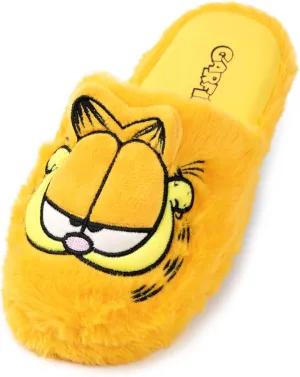 Garfield Fluffy Yellow Slippers | Unisex Animated Tabby Cat House Sliders | Soft Slip-On Footwear for Adults