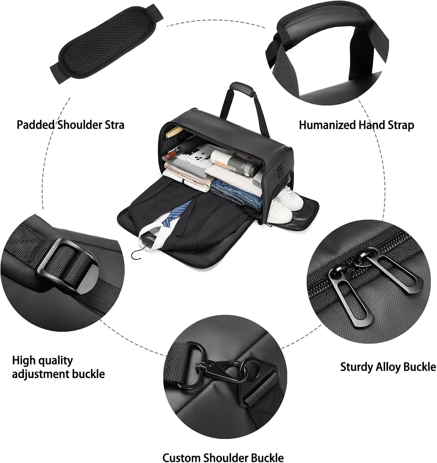 Garment Duffle Bags for Travel,Moulyan Convertible Garment Bag with Shoe Compartment,3 in 1 Waterproof Travel Suit Bag with Shoulder Strap for Men Women