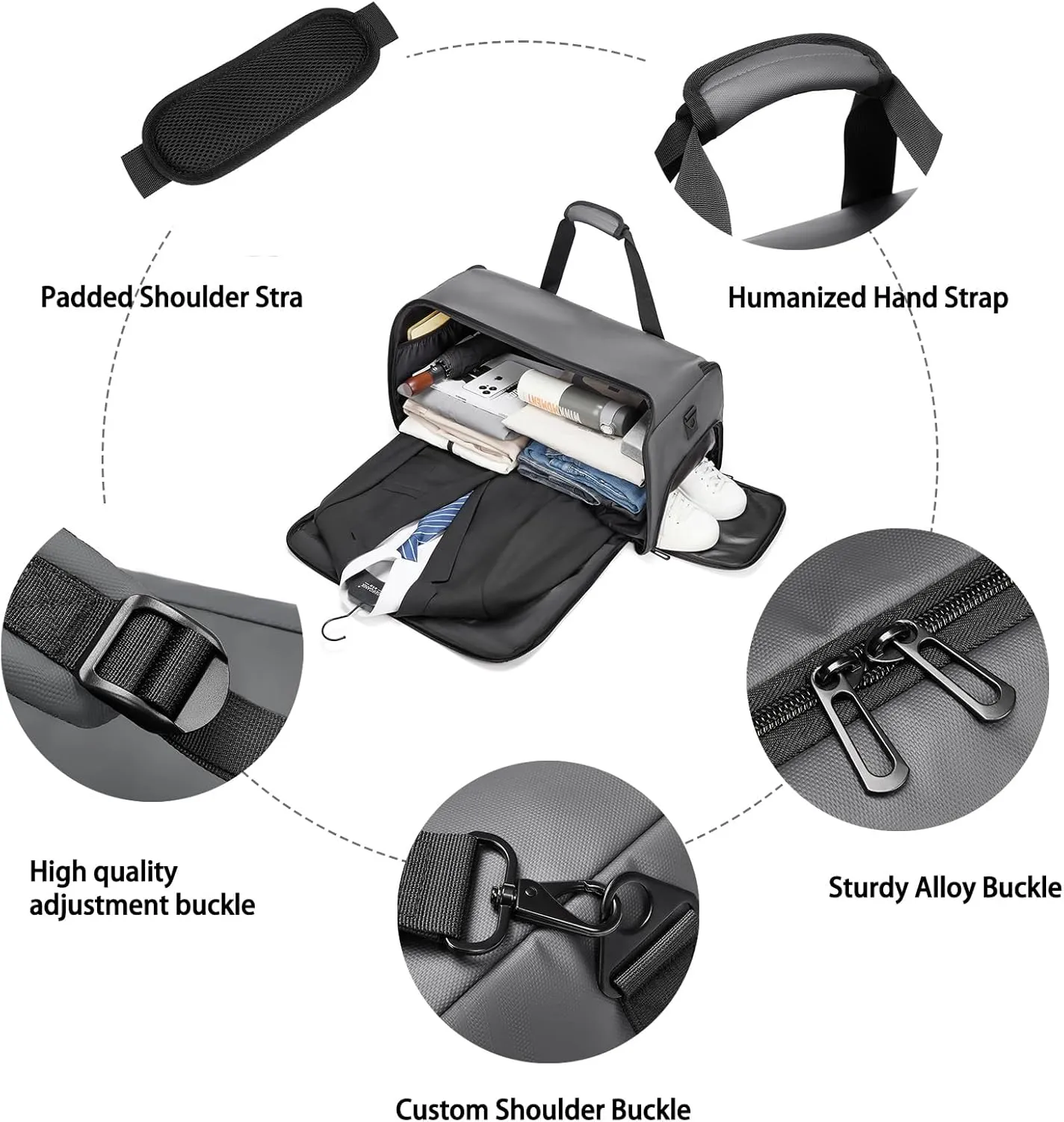 Garment Duffle Bags for Travel,Moulyan Convertible Garment Bag with Shoe Compartment,3 in 1 Waterproof Travel Suit Bag with Shoulder Strap for Men Women