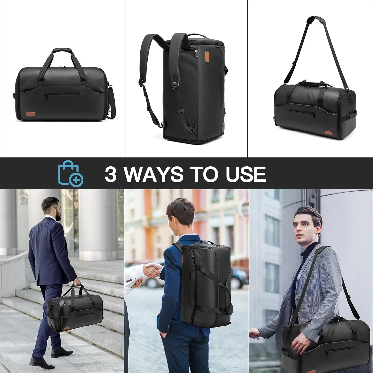 Garment Duffle Bags for Travel,Moulyan Convertible Garment Bag with Shoe Compartment,3 in 1 Waterproof Travel Suit Bag with Shoulder Strap for Men Women