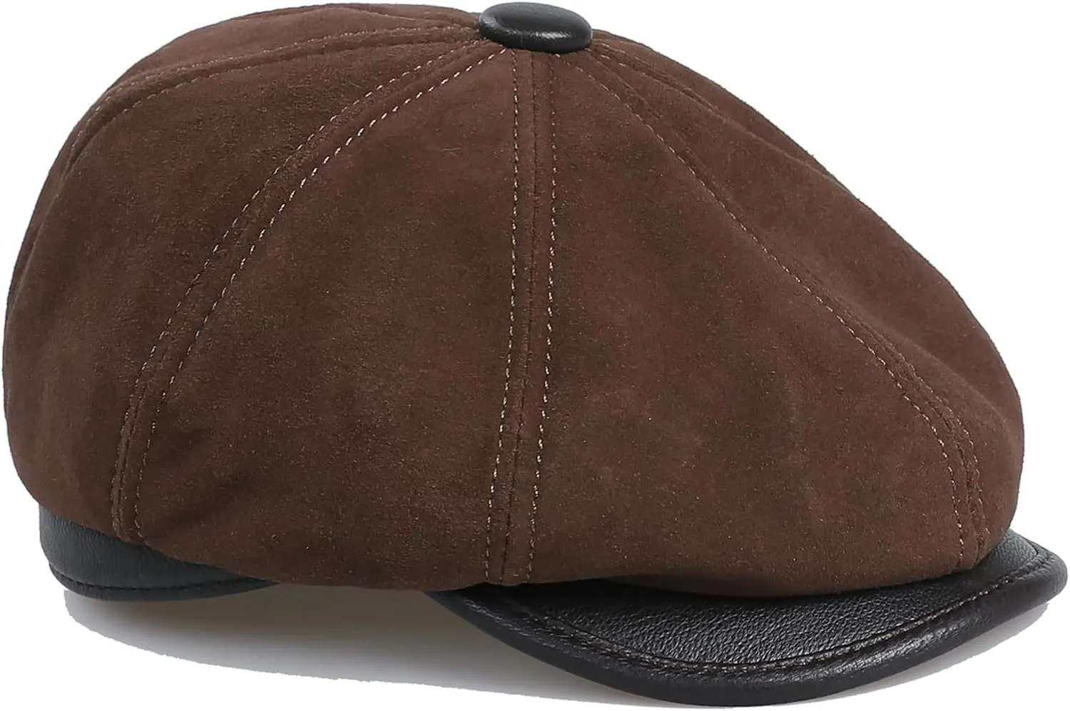 Genuine Leather Newsboy Caps for Men, Real Suede Irish Cabbie Driving Ivy Flat Hat
