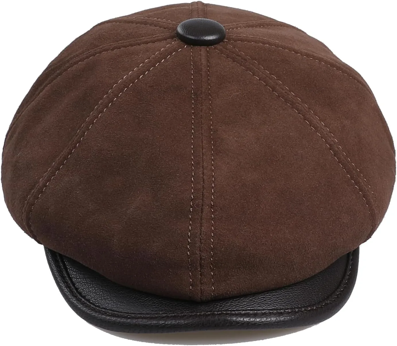 Genuine Leather Newsboy Caps for Men, Real Suede Irish Cabbie Driving Ivy Flat Hat
