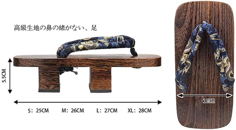 Geta Sandals Mens Wooden Geta Sandals Clogs Flip Flop Two-Teeth Japanese Traditional High Heel Slippers