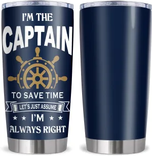 Gifts for Boat Owners, Boat Stuff Accessories Gift for Men, Captain Boater Gifts Tumbler 20Oz, Boating Captain Gift for Men