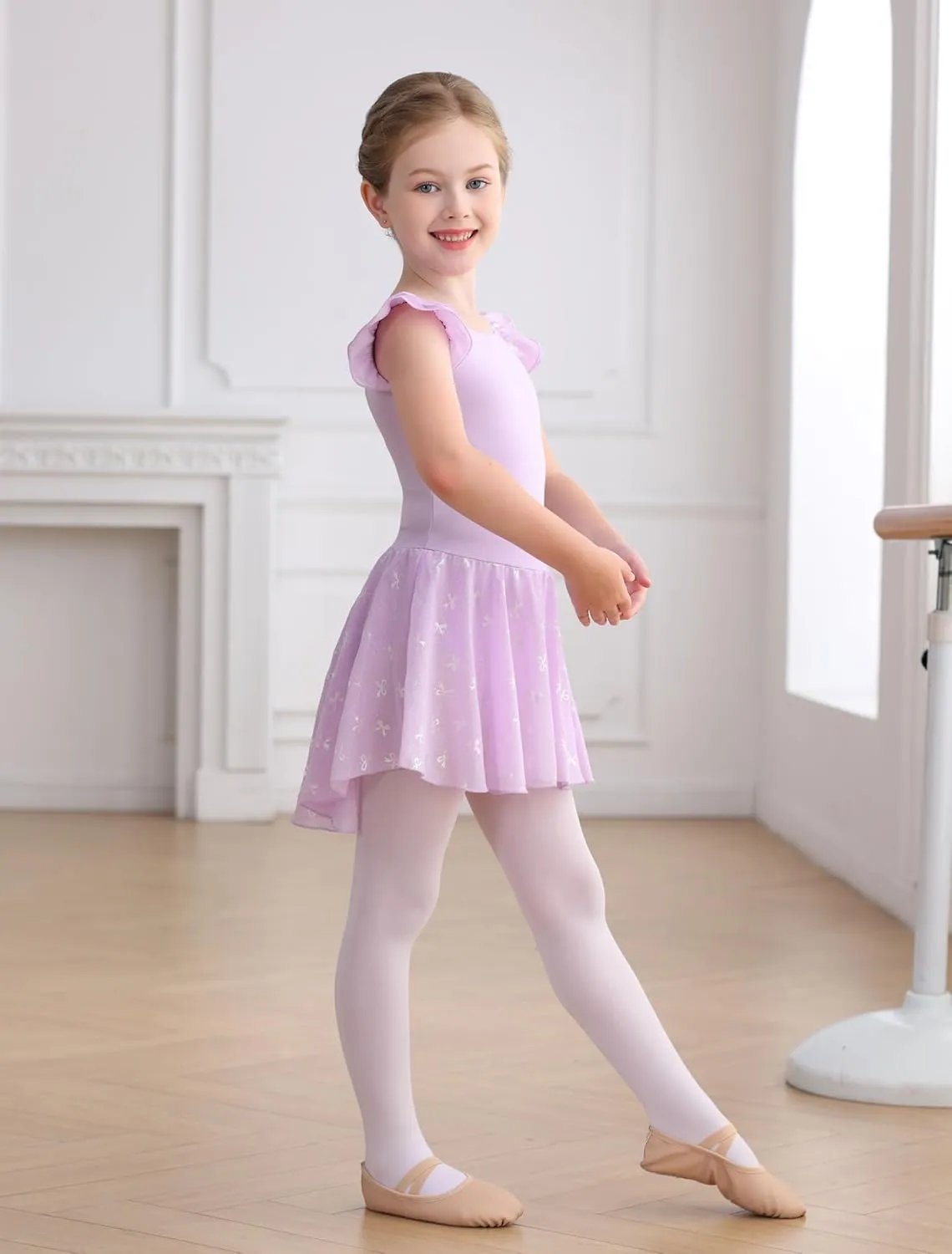 Girls Ballet Leotards Skirt Toddler Dance Ballerina Dresses Outfit Gymnastic Ruffle Butterfly Sleeve