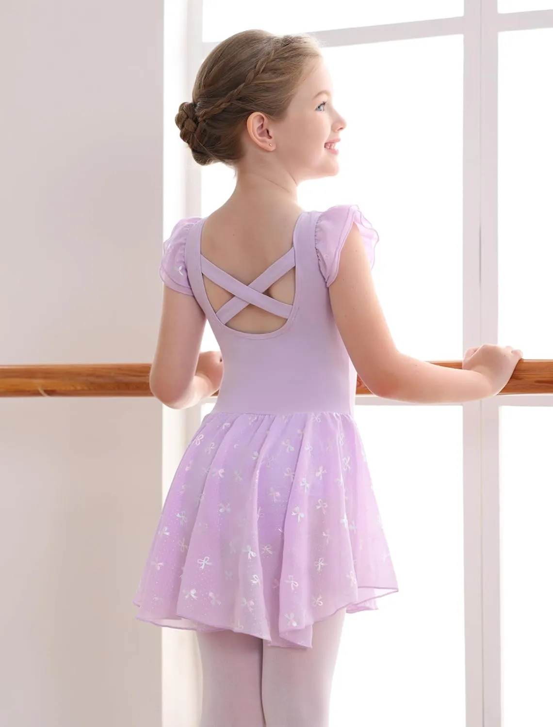 Girls Ballet Leotards Skirt Toddler Dance Ballerina Dresses Outfit Gymnastic Ruffle Butterfly Sleeve